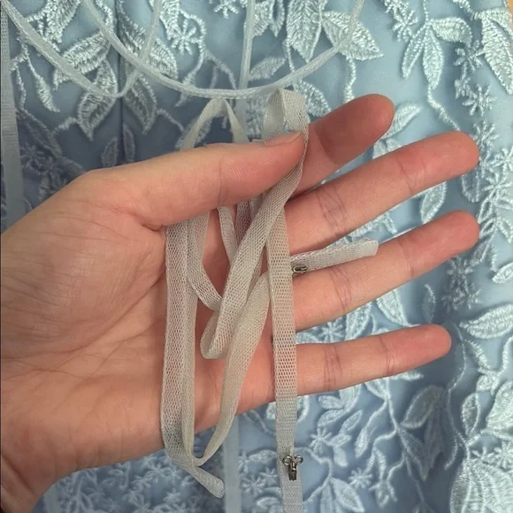 Jovani Light Blue Embroidered Strapless Lace Up Homecoming Dress Size 2 - Picture 6 of 9